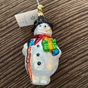 Vintage 1999 Christopher Radko Mr Iceberg snowman glass ornament
